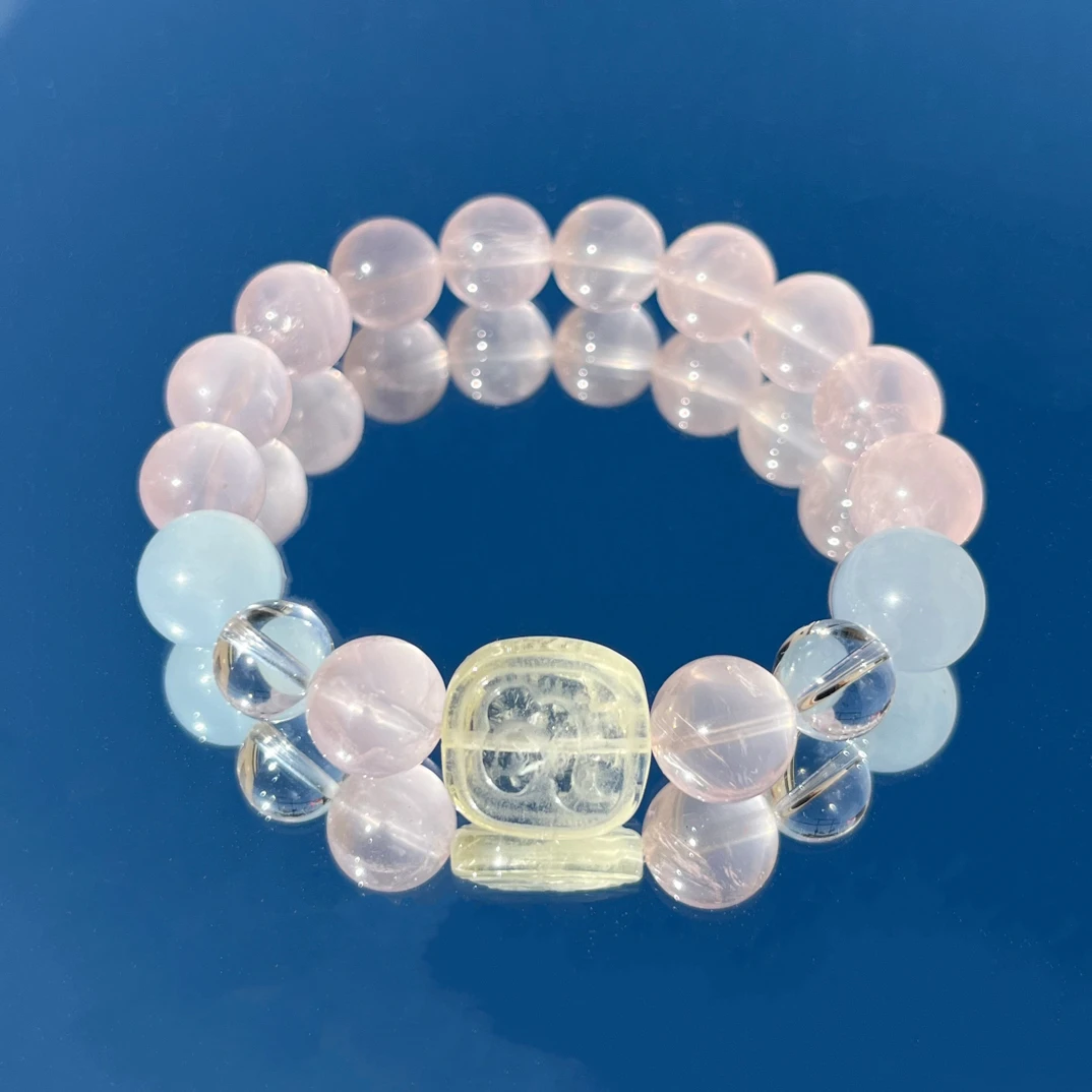 天然粉晶扎基拉姆手串 治愈系百搭温柔优雅大气简约气质轻奢