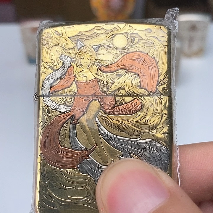 ?***虹三代九尾黄铜时刻经雕工艺