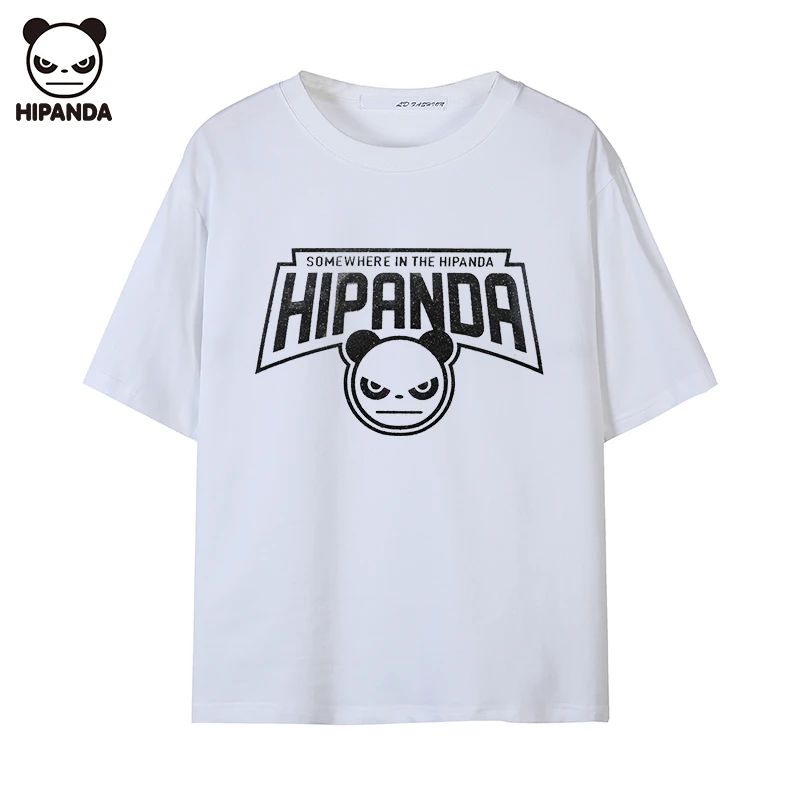 Hi Panda圆领短袖夏季爆款经典熊猫印花宽松百搭时髦落肩全棉T恤