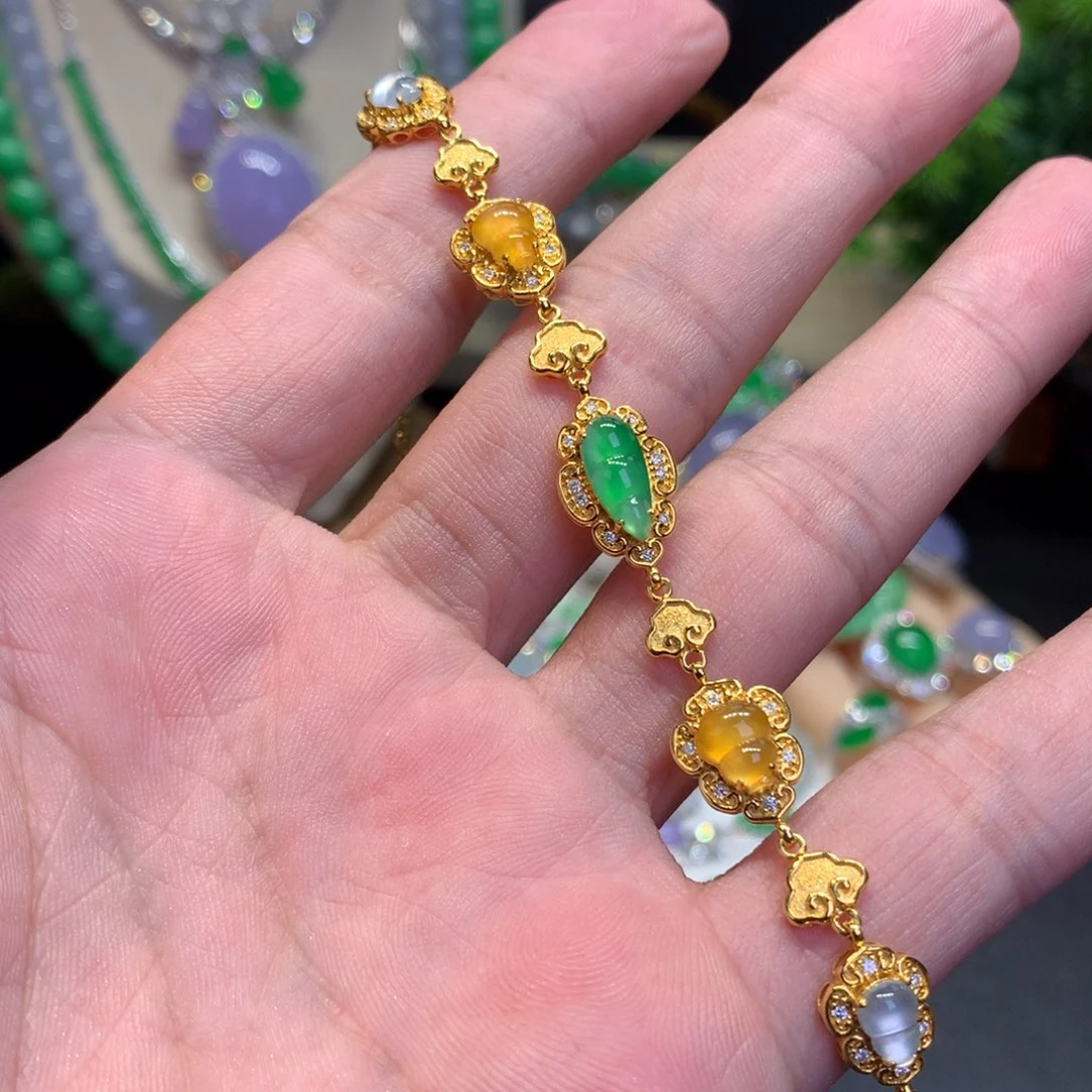 18K金镶嵌手链翡翠