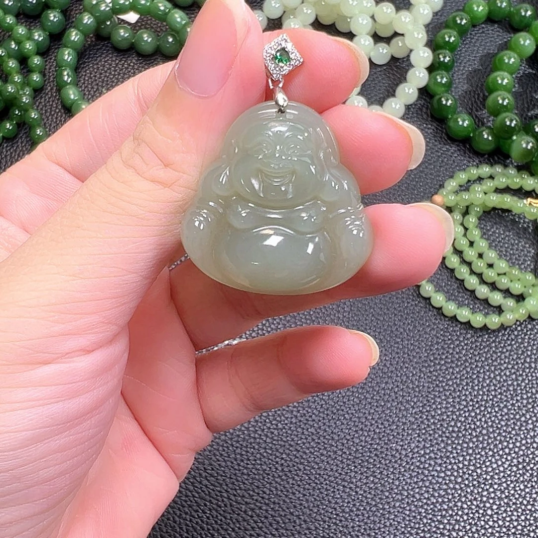 和田玉银S925镶嵌颈饰