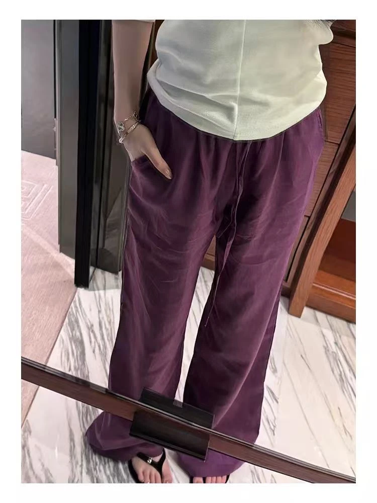 【TONG】老钱风棉麻窄版直筒休闲阔腿裤（210）