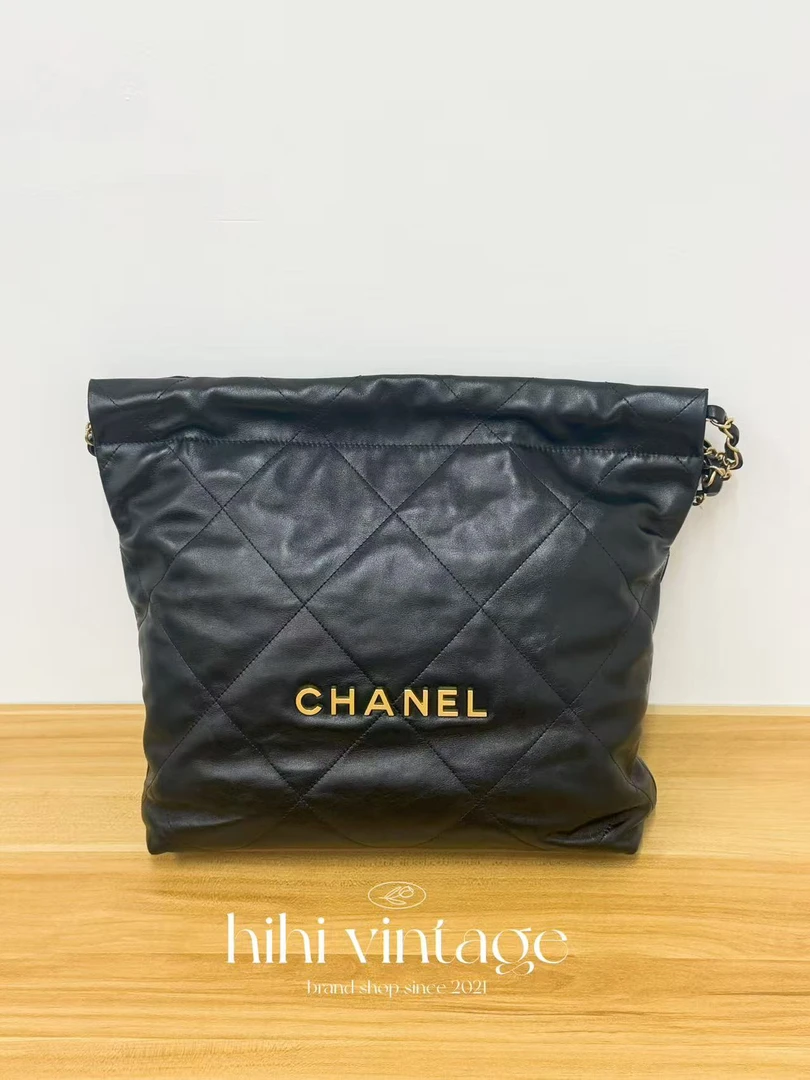 未使用 Chanel/香奈儿 HIHI/23P黑金22Bag小号 芯片款