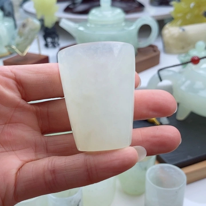 岫玉四大名玉茶杯未镶嵌冰***乐