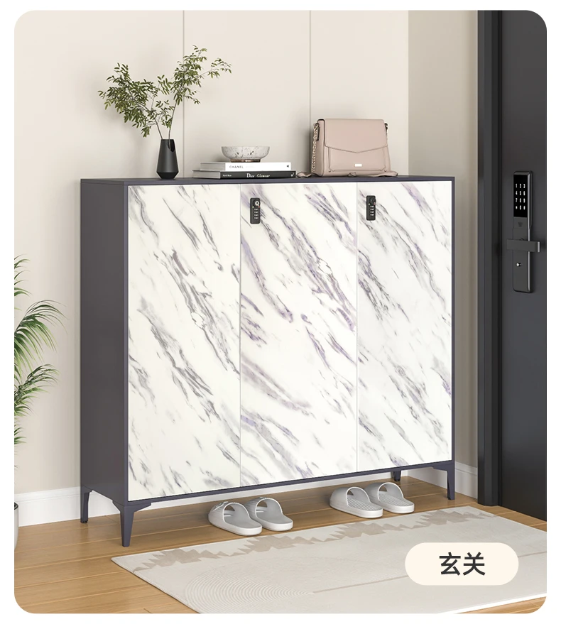 【楼道带锁】鞋柜钢制家用玄关入户收纳柜大容量储物柜室内外鞋架