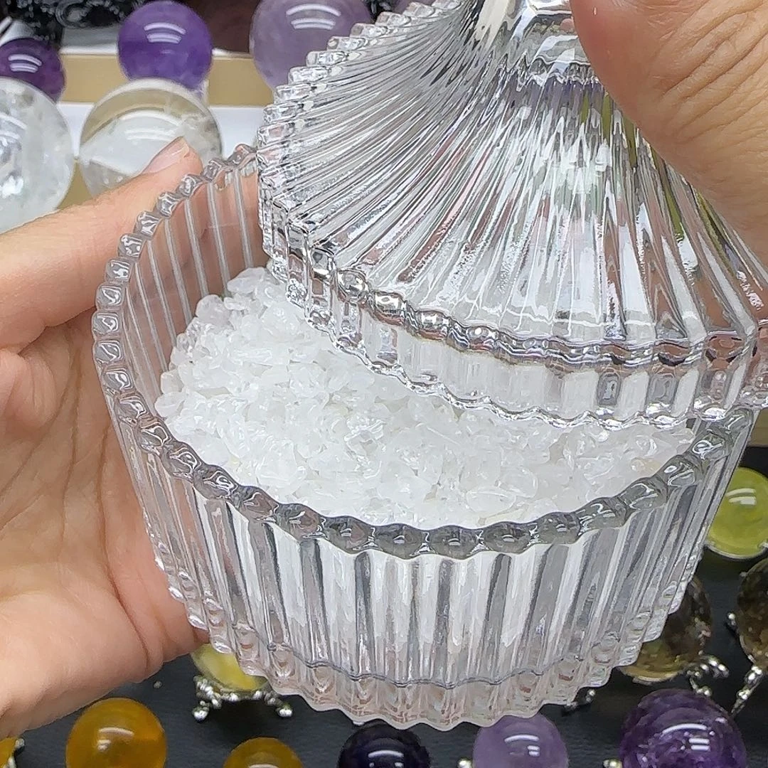 水晶珠宝半成品未镶嵌玻璃钢 +白水晶碎石