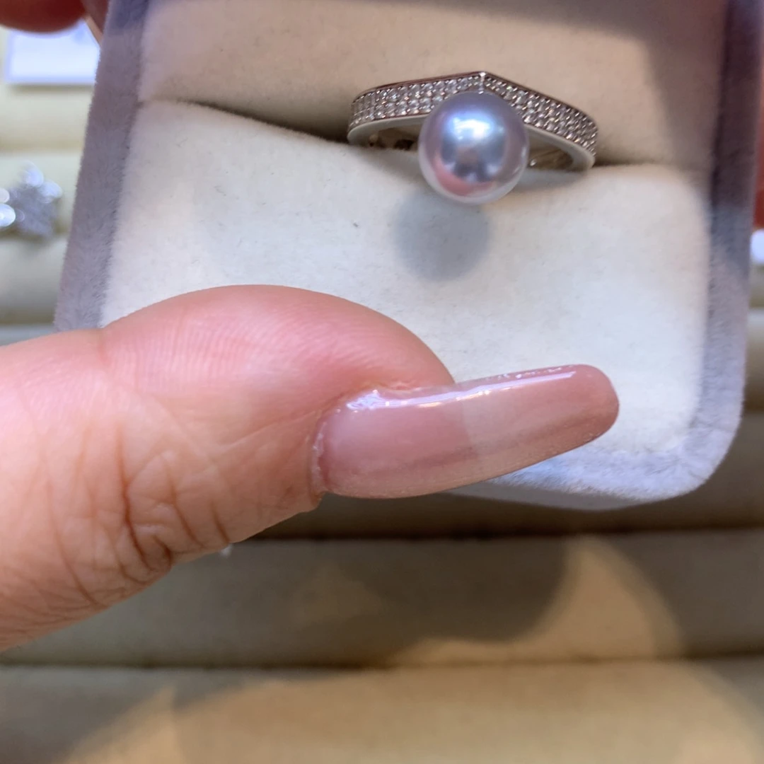 银S925镶嵌戒指海水珍珠