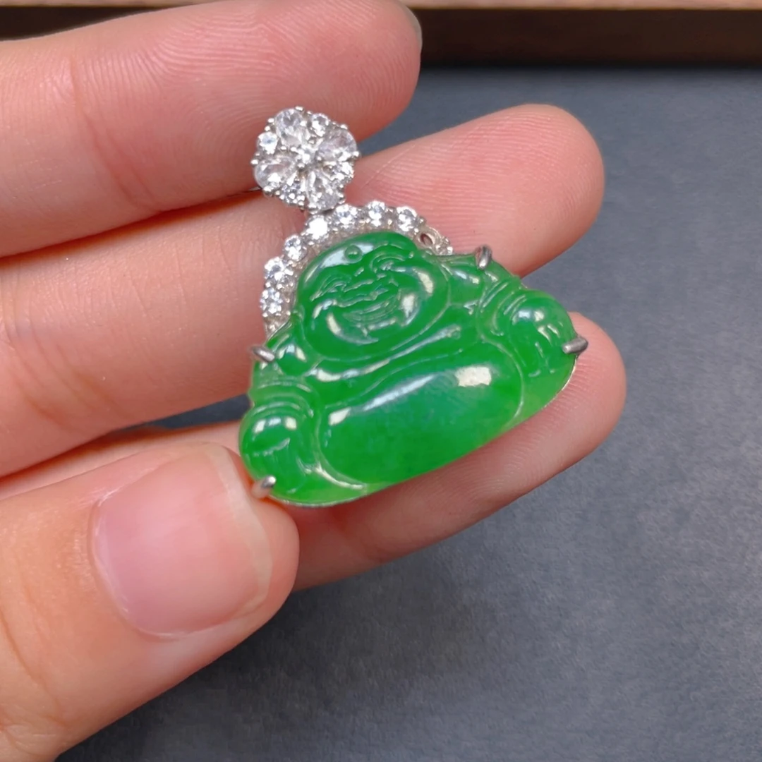 翡翠银S925镶嵌挂件hjkkm