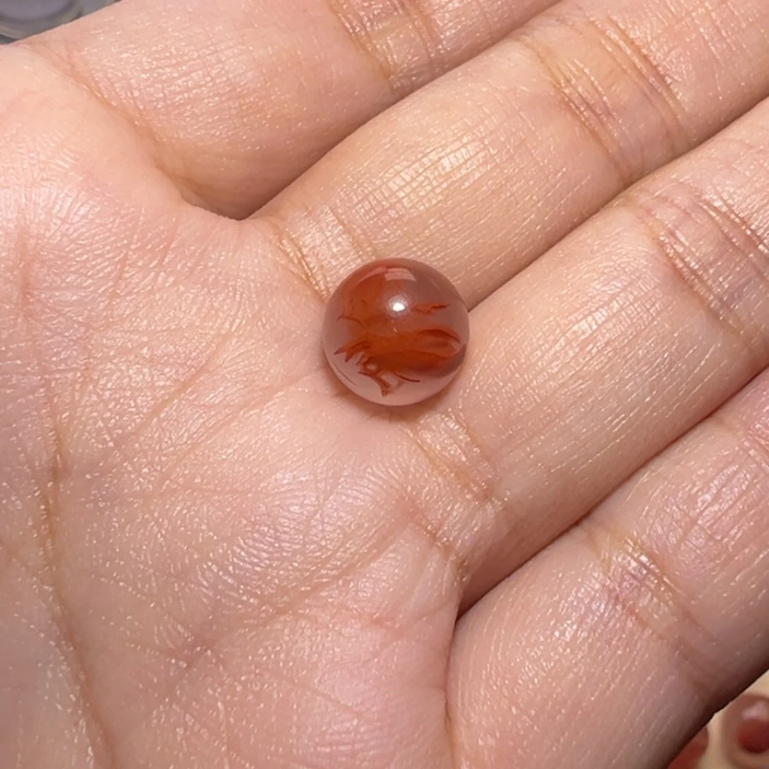 南红玛瑙珠宝奇石未镶嵌雨**水冰飘圆珠