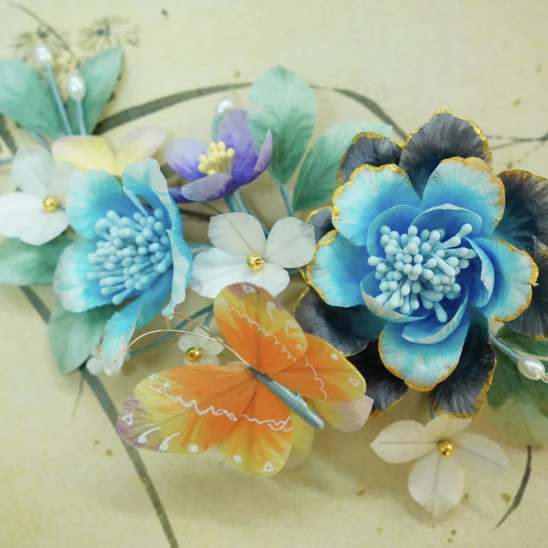 春亦归古风发饰绒花发簪 手工制作默认微瑕