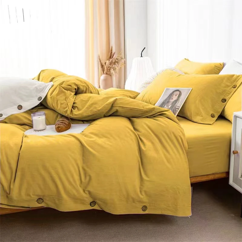 【轻薄款断色断码清货】简约纯色床单被套枕套四件套