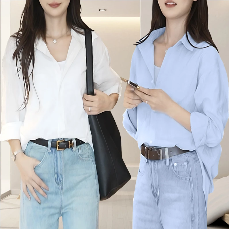 2025春季新款假两件衬衫气质时尚衬衣宽松遮肉欧若风显瘦慵懒上衣