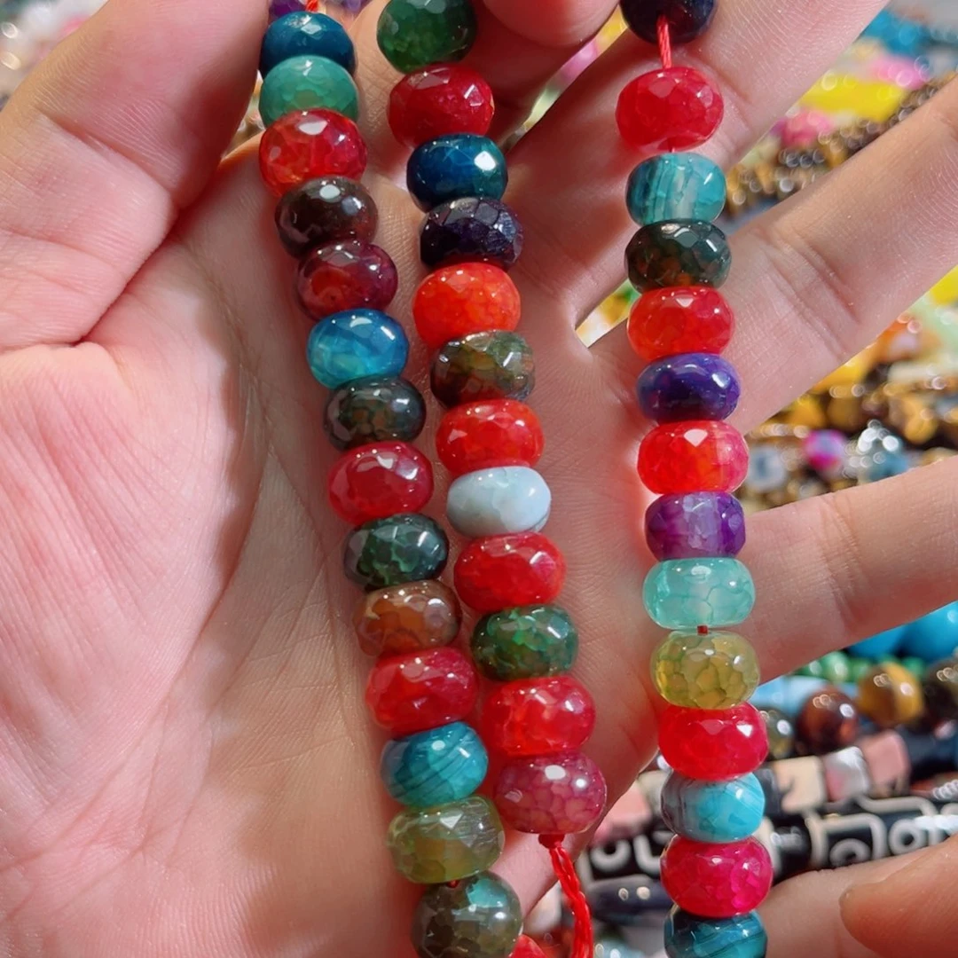 玛瑙/玉髓合金珠宝半成品多宝切面算盘一条12mm