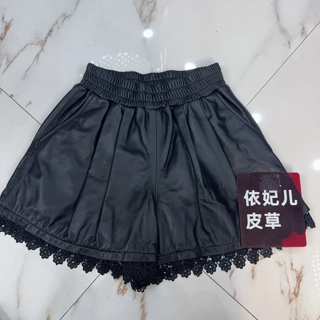 四季绵羊皮高腰镂空常规款成人短裤阔腿百搭运动风