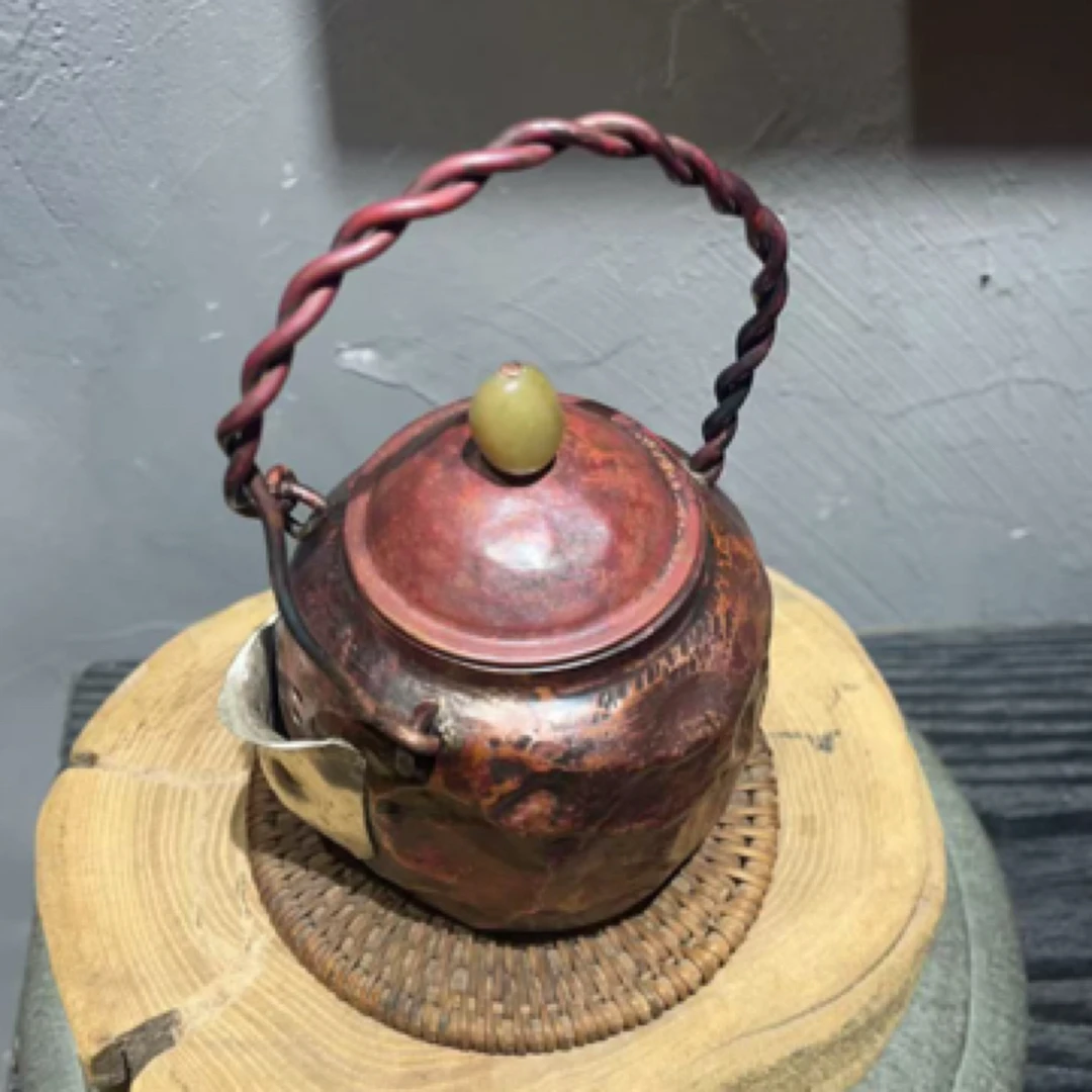 紫铜锻打手工制作银壶嘴