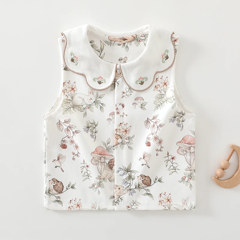 婴儿马甲棉毛双层春秋男女宝宝外穿上衣护肚宝宝可爱洋气儿童衣服