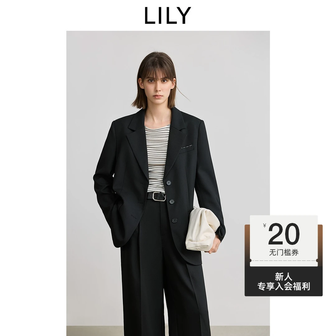 【套装】LILY2025新款设计感气质职业通勤黑色西装套装2904&5917