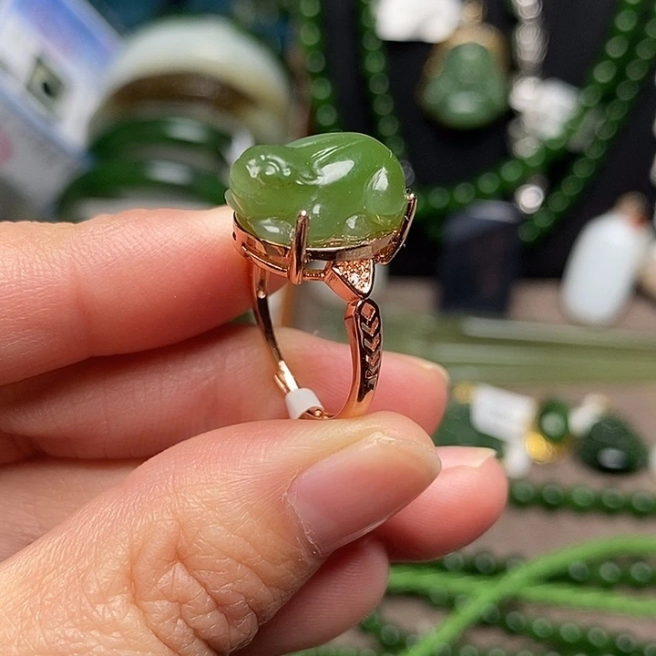和田玉银S925镶嵌戒指
