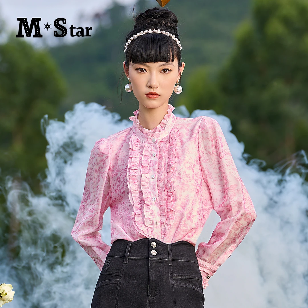 【九月专属】M-Star法式浪漫气质木耳领长袖衬衫 SFES111609