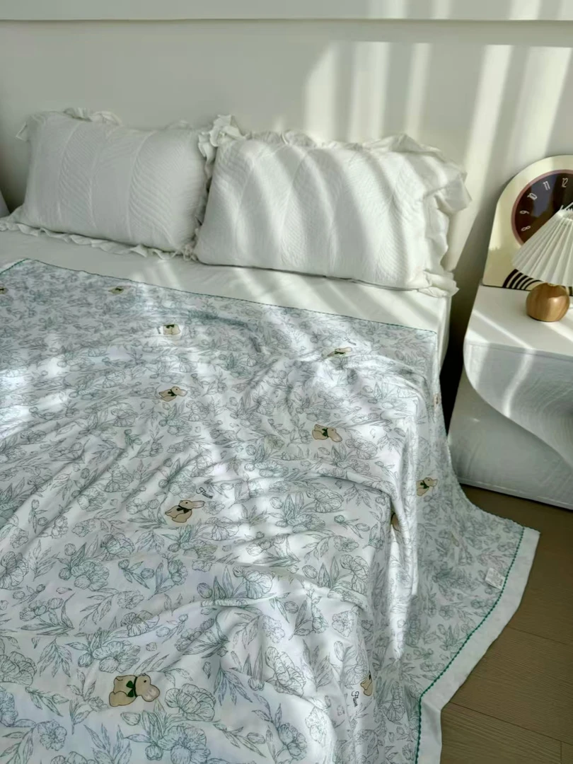 解锁婴儿肌触感！竹纤维双层纱盖毯，轻裹温柔好眠！