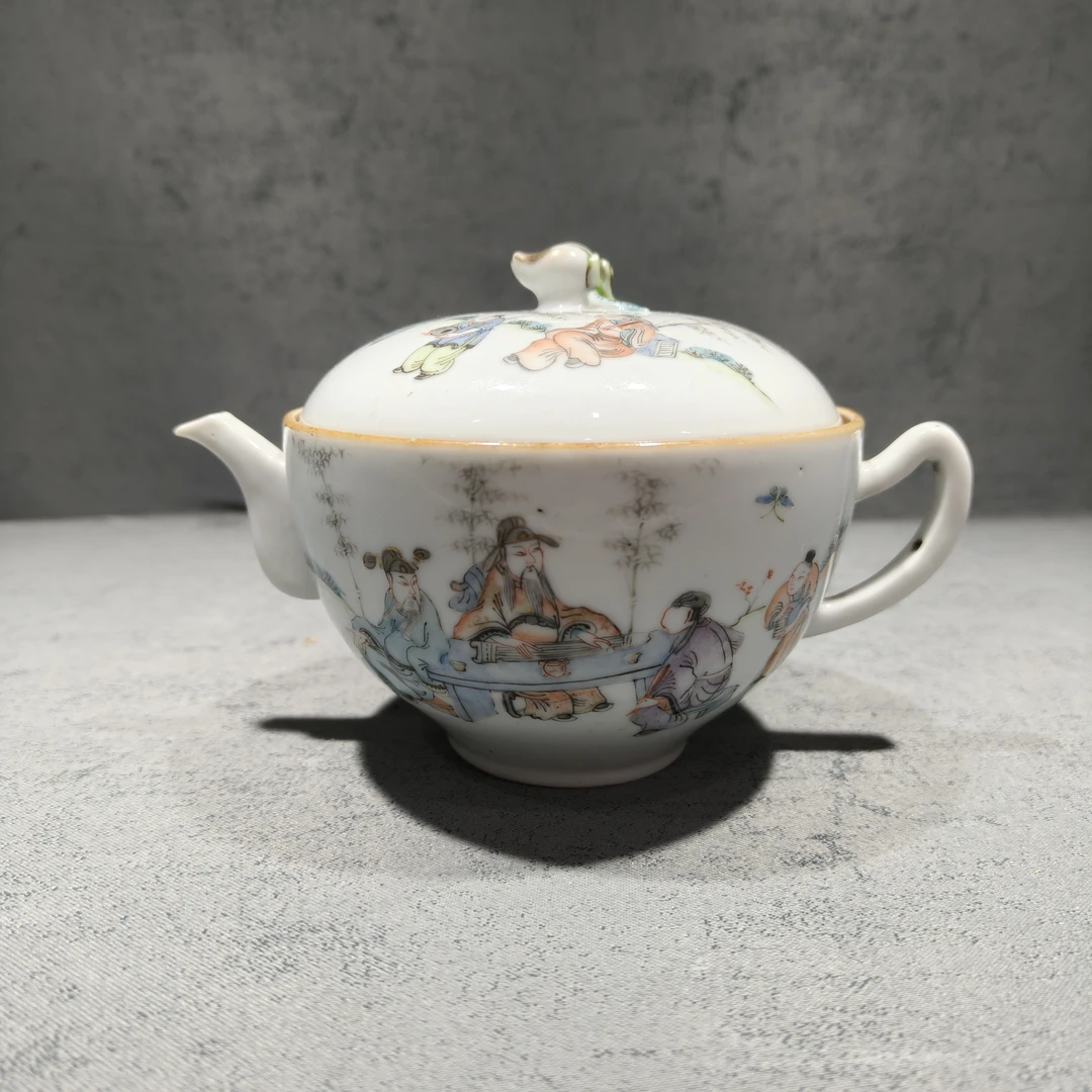 粉彩竹林七贤鸡心壶20250111072