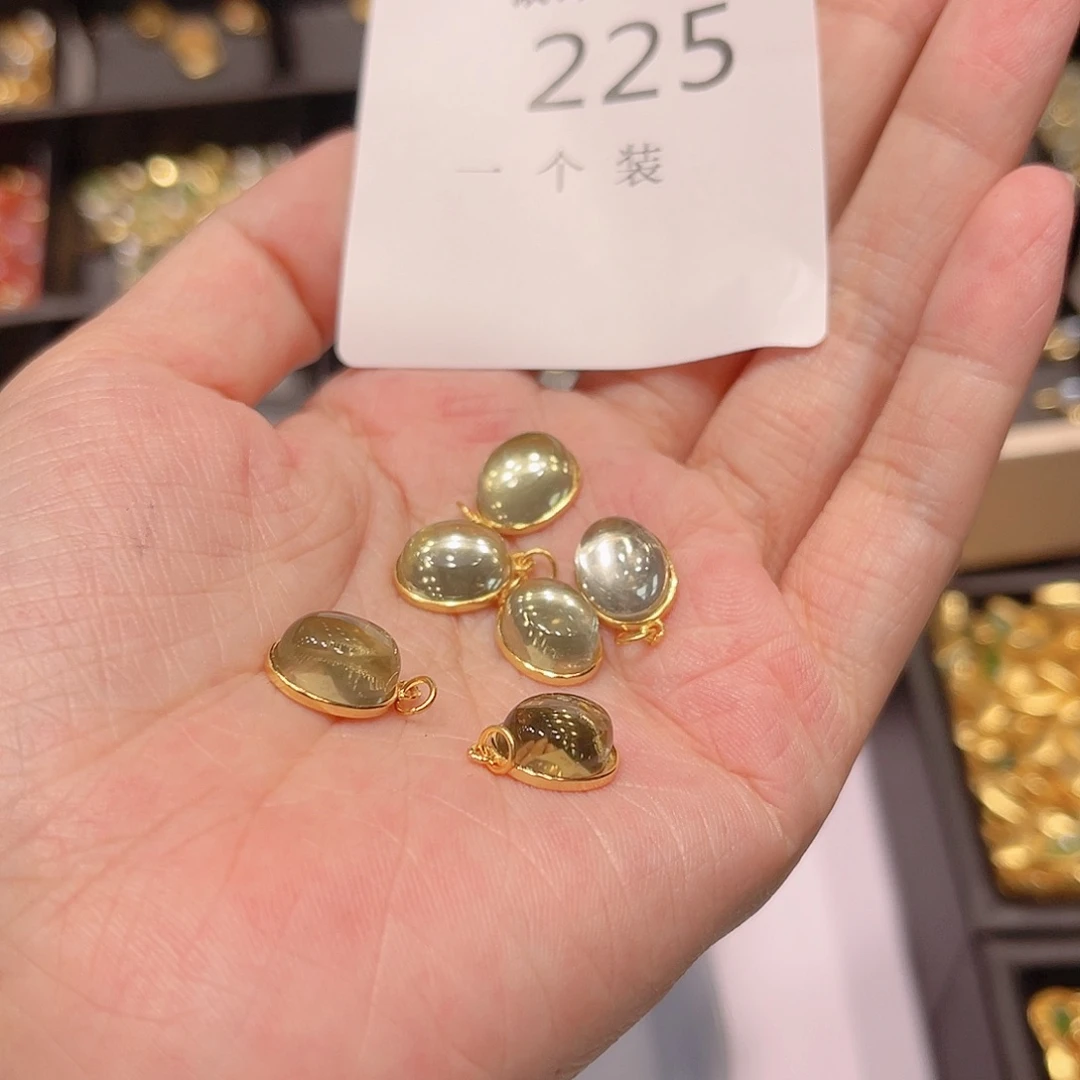 水晶珠宝半成品银S925镀金镶嵌225 。
