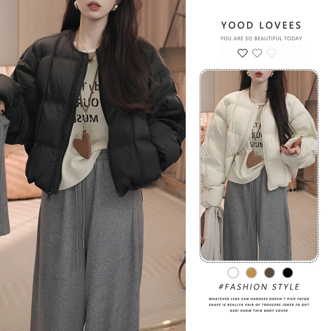 韩系圆领方格龟背棉服外套女2025冬季新款休闲百搭小个子上衣潮