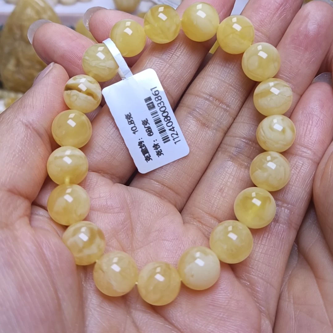 未镶嵌蜜蜡手串10+圆珠手串