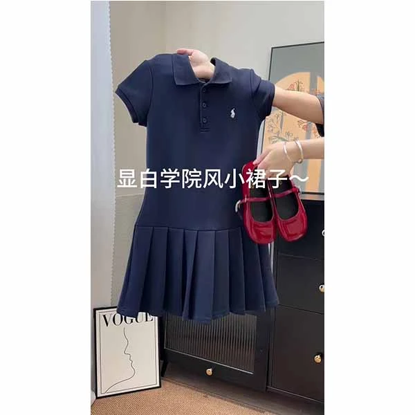 英伦风小马刺绣百褶polo连衣裙休闲运动网球裙休闲小个子连衣裙