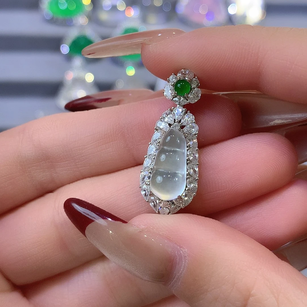 石英质玉颈饰银S925镶嵌5**_