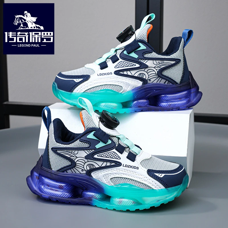 传奇保罗男童鞋子新款软底网面透气儿童运动鞋潮流中大童跑步鞋子