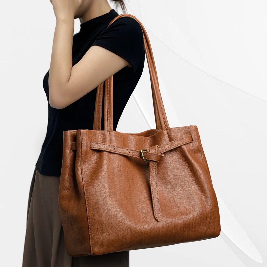 CCAMO女士真皮包包轻奢小众高级感通勤包包女款单肩百搭气质女包