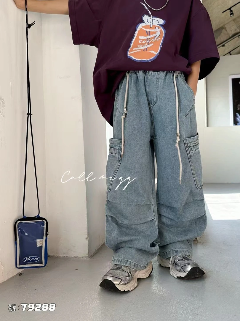 中大童潮款79288超酷牛仔裤工装春秋款长裤