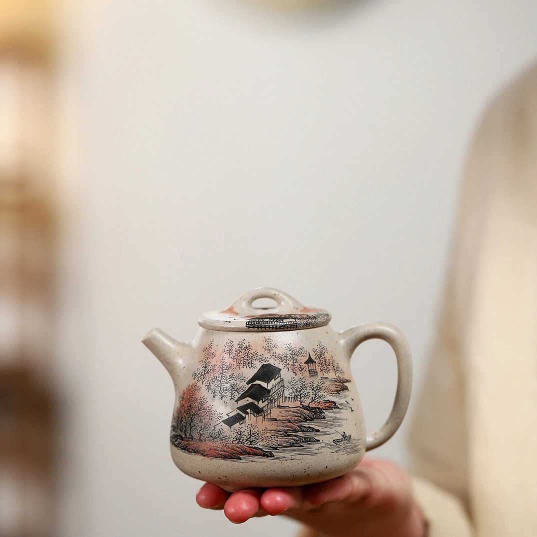 高石瓢壶泥料紫砂壶容量240cc作者汪成林正高级工艺美术师茶具
