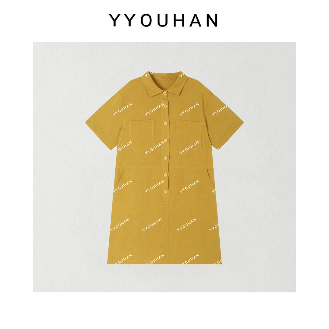 YYOUHAN 2025新款小众设计工装风POLO领休闲百搭连衣裙 2506C3120