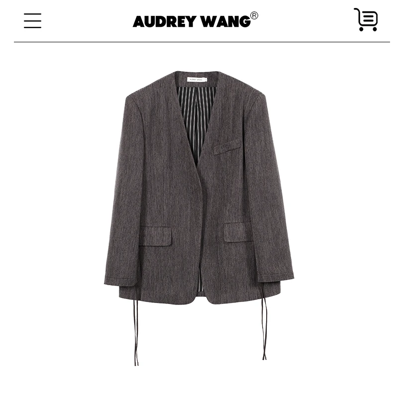 抽褶袖设计麻料西装外套11557