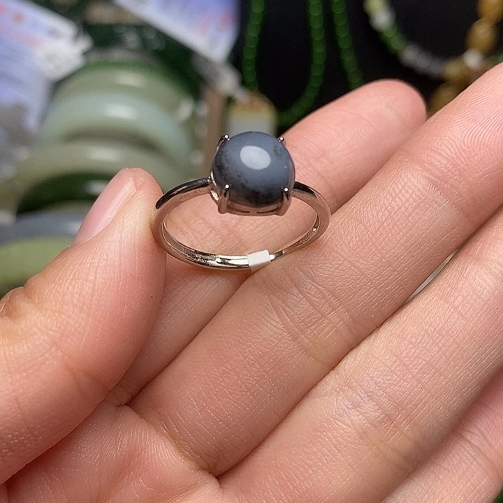 和田玉银S925镶嵌戒指