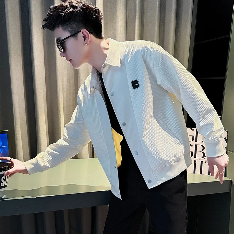 高级感翻领夹克男春秋季潮牌痞帅男装外套2025新款男士休闲上衣服