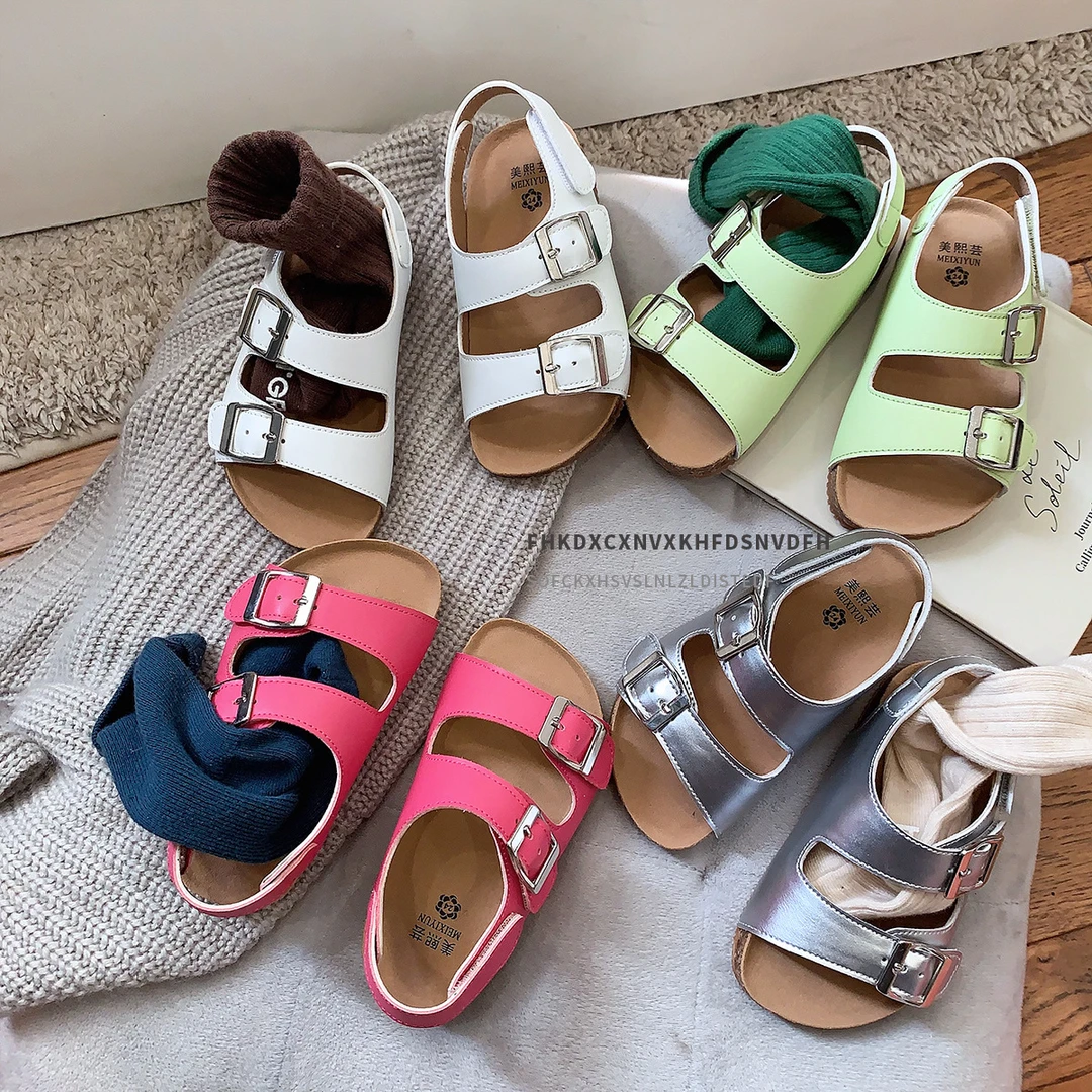 亮色木糠夏季童鞋小童儿童凉鞋女童罗马鞋复古男童鞋子宝宝沙滩鞋