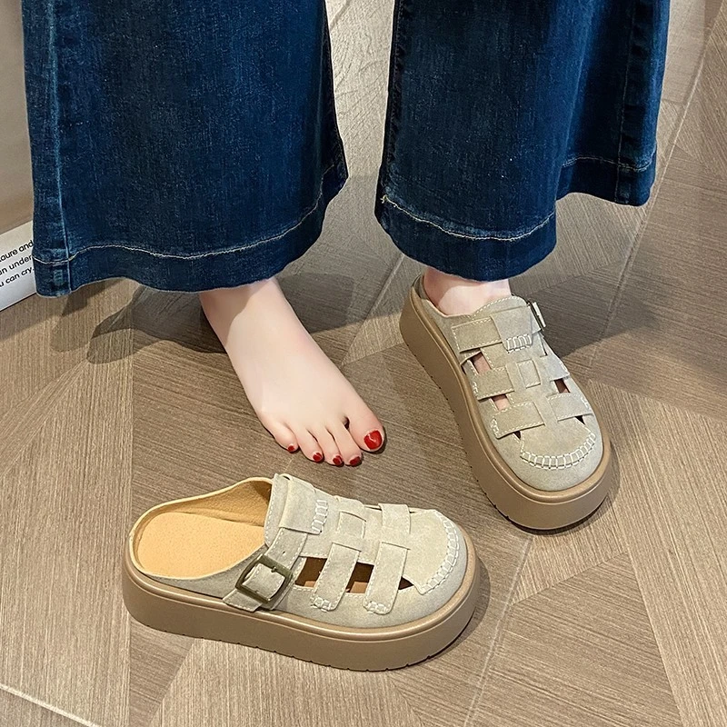 女鞋春夏季博肯拖鞋小个子厚底增高鞋脚宽脚胖大码鞋子一字拖