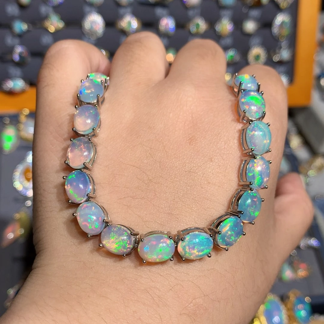 银S925镶嵌欧泊欧泊手链l浅***理