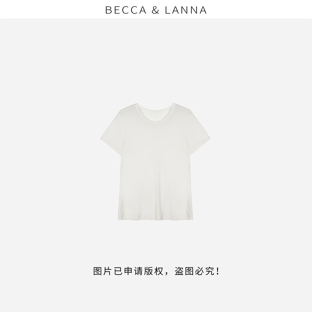 D0233 女士夏季休闲百搭松弛桑蚕丝圆领短袖T恤 女装Y90