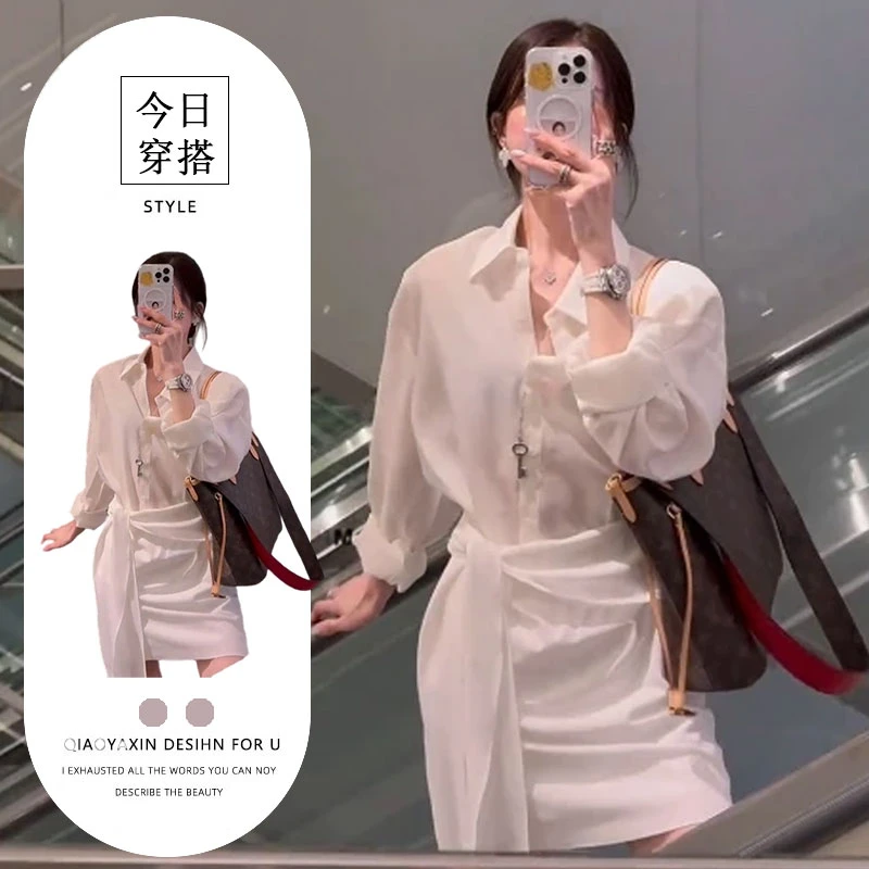 2025夏季新款大码衬衫连衣裙气质显瘦洋气休闲百搭甜美辣妹外穿女