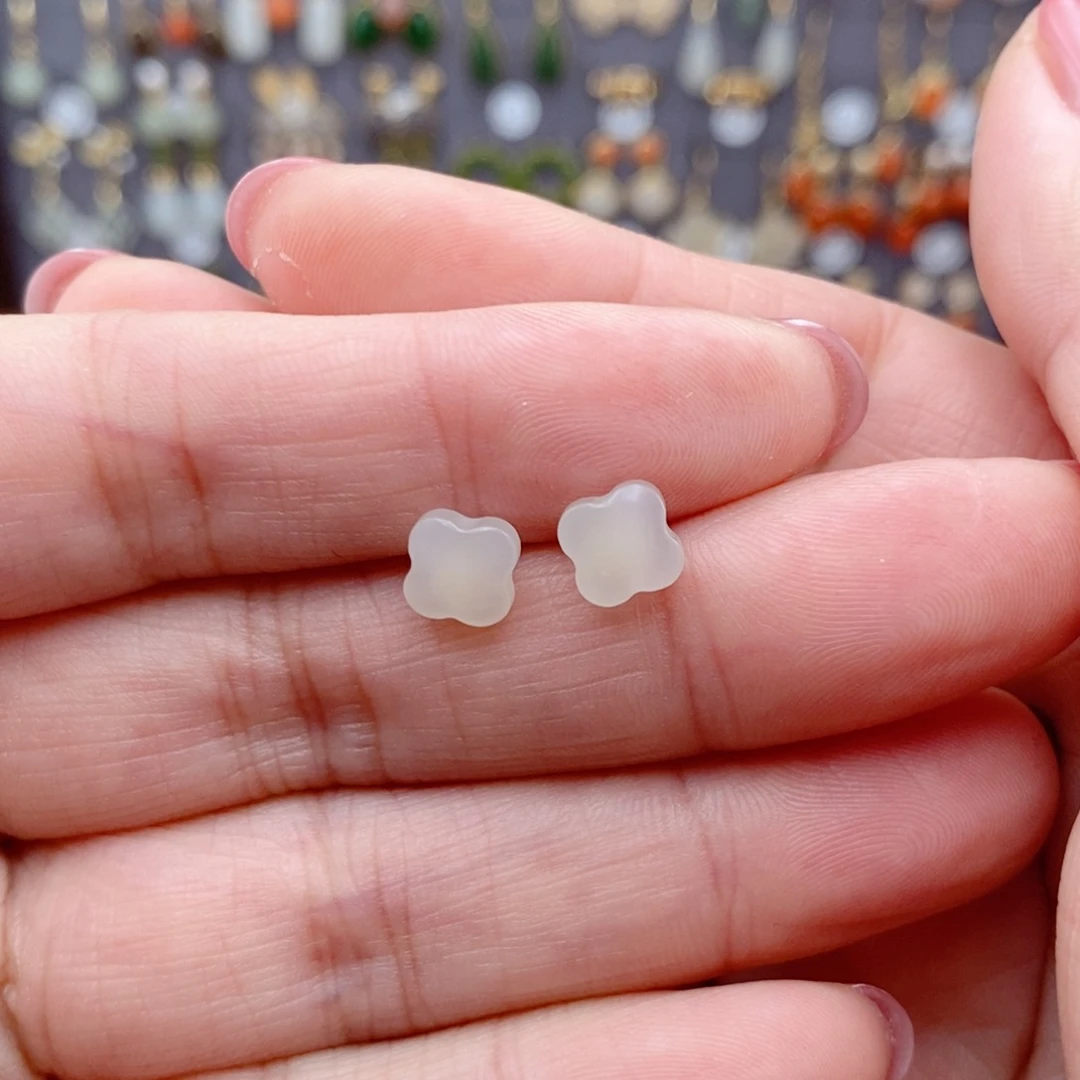 银S925镶嵌和田玉耳饰