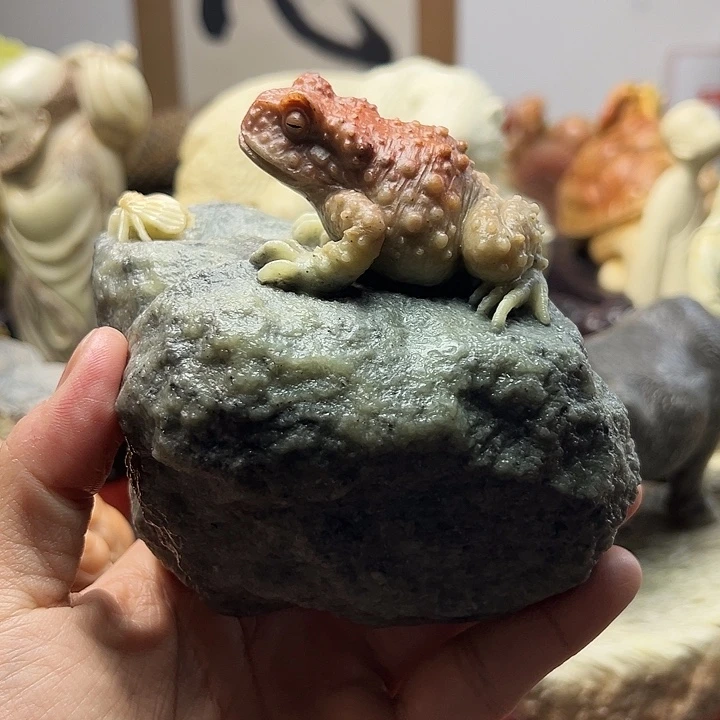 寿山石天**伴寿山石摆件