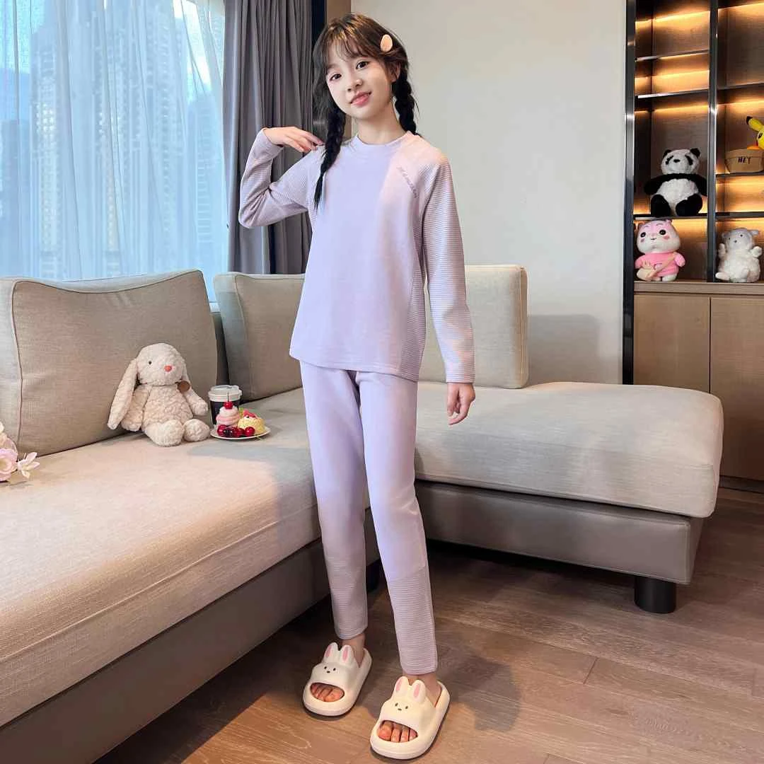 女童保暖内衣套装德绒双面绒冬季加绒防寒保暖儿童秋衣秋裤睡衣