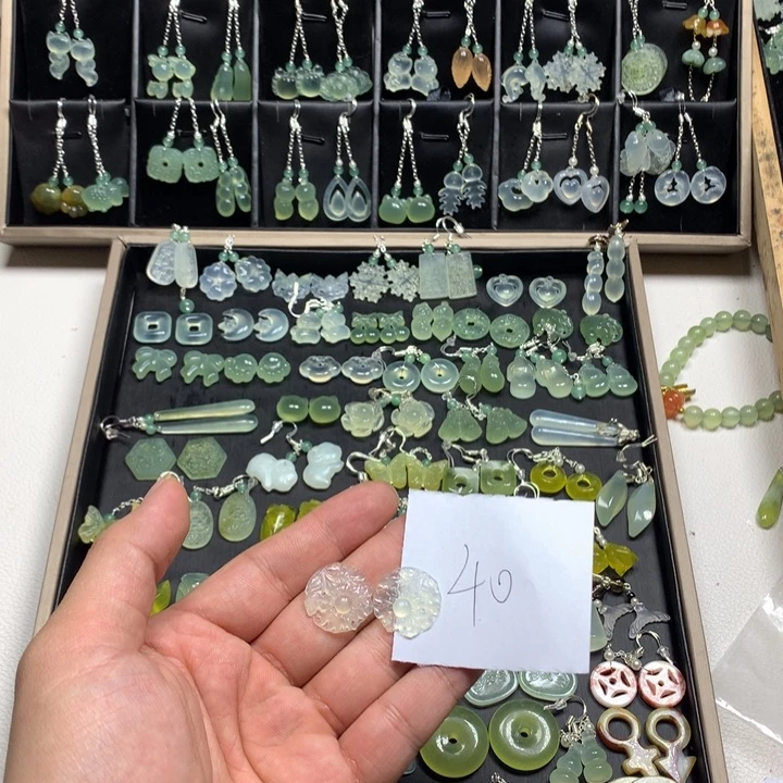 阳***了蛇纹石玉合金耳钉