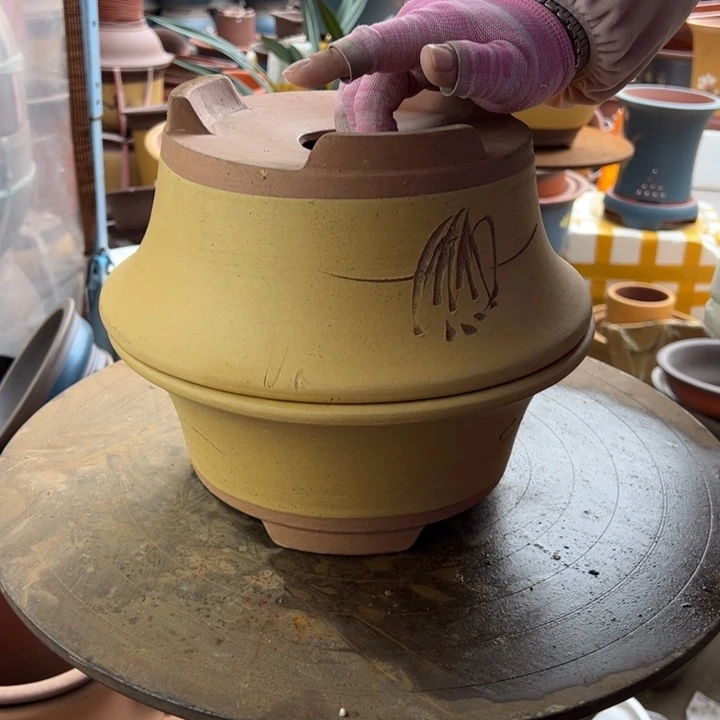 紫砂宜兴紫砂花盆26+26黄票口