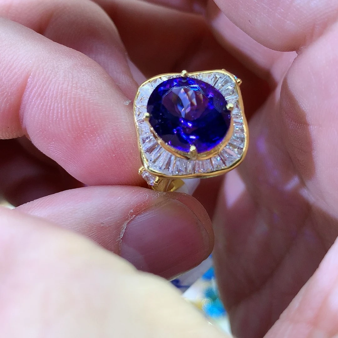 坦桑石戒指18K金镶嵌