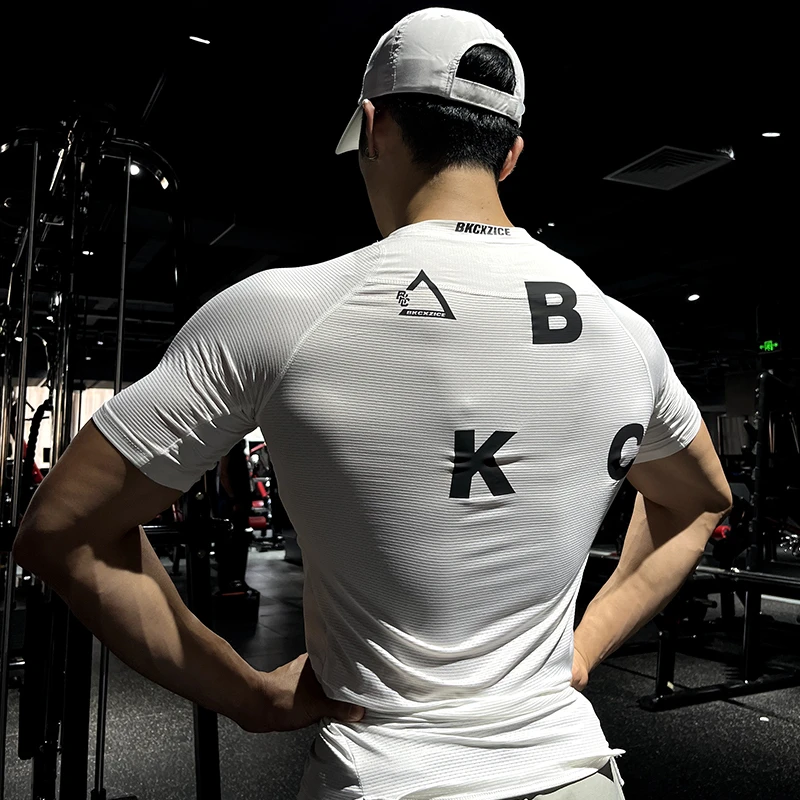 BKCXZICE球员版篮球训练速干紧身短袖男美式运动t恤弹力健身上衣